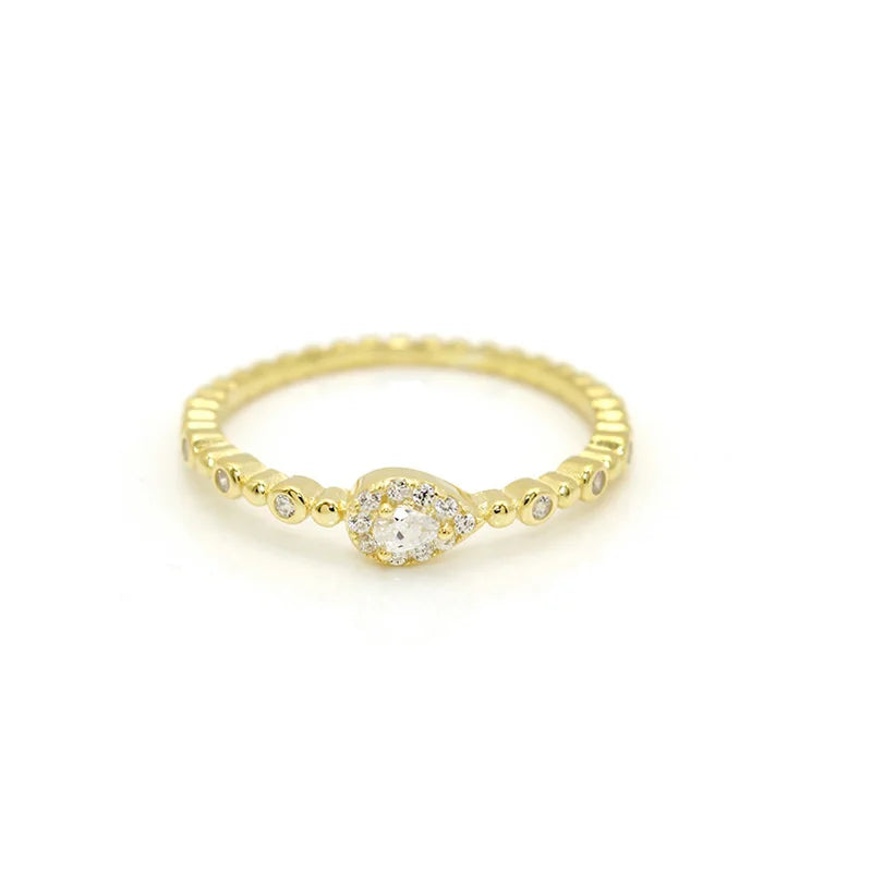 Trendy Korean Women's Dainty Ring Concise Geometry Zirconia Gold Color Stacking Rings Crystal Jewelry Dropship Suppliers R742