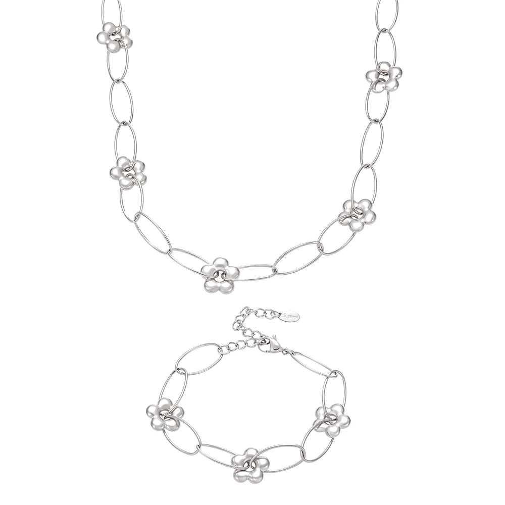 Chain Necklace Bracelet In Stainless Steel With 18k Gold Plated Waterproof Non Tarnish Bracelets Necklaces Jewelry Set For Women