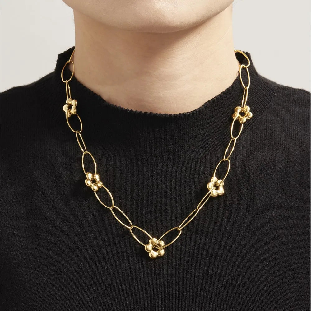 Chain Necklace Bracelet In Stainless Steel With 18k Gold Plated Waterproof Non Tarnish Bracelets Necklaces Jewelry Set For Women