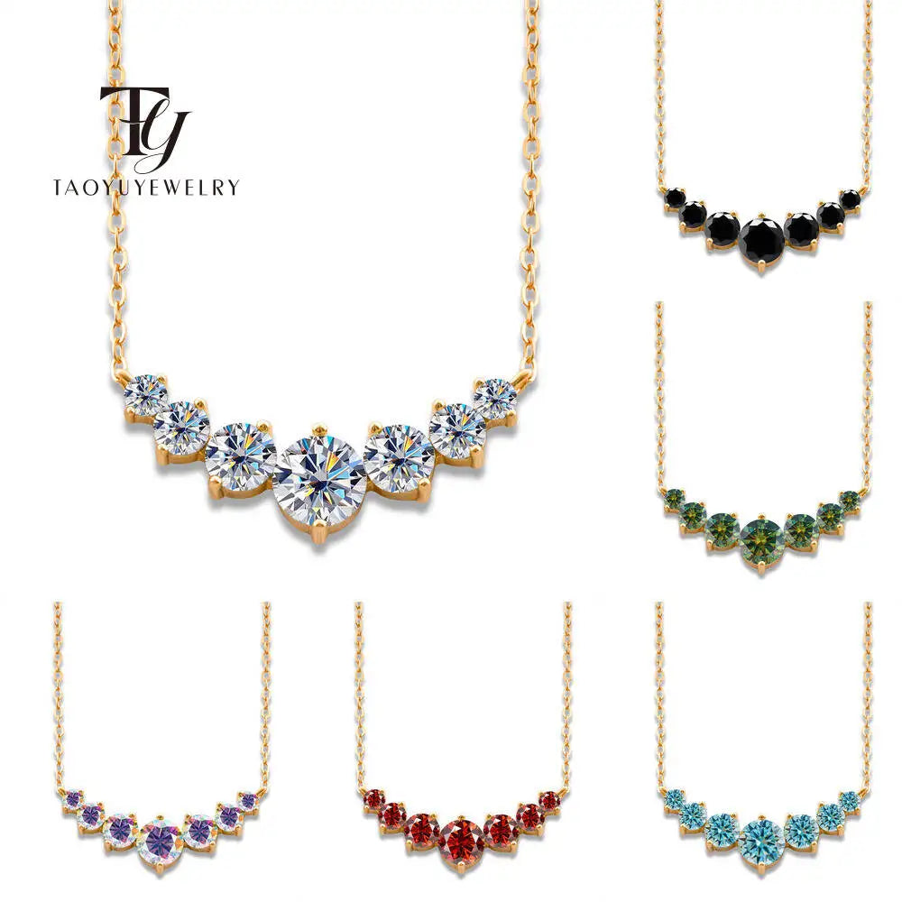 TY 925S Silver Pendant Necklace 1.7/2.8/5ct D Color Moissanite Smile Necklace Fine Jewelry With Certificate Women For Wedding