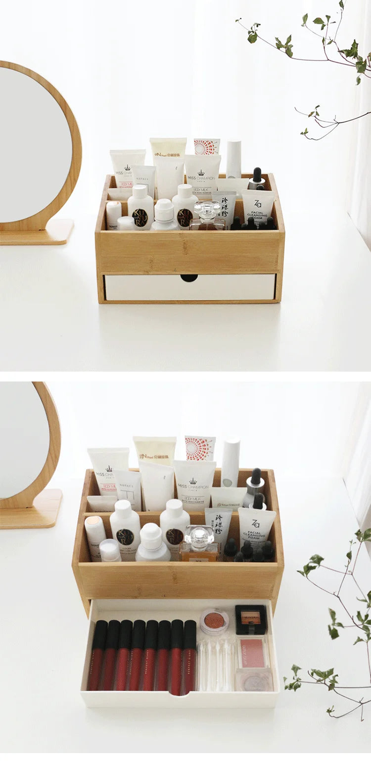 【Zhubai Home】Japanese Desktop Cosmetics Lipstick Jewelry Storage Box Drawer Dressing Table Skin Care Finishing