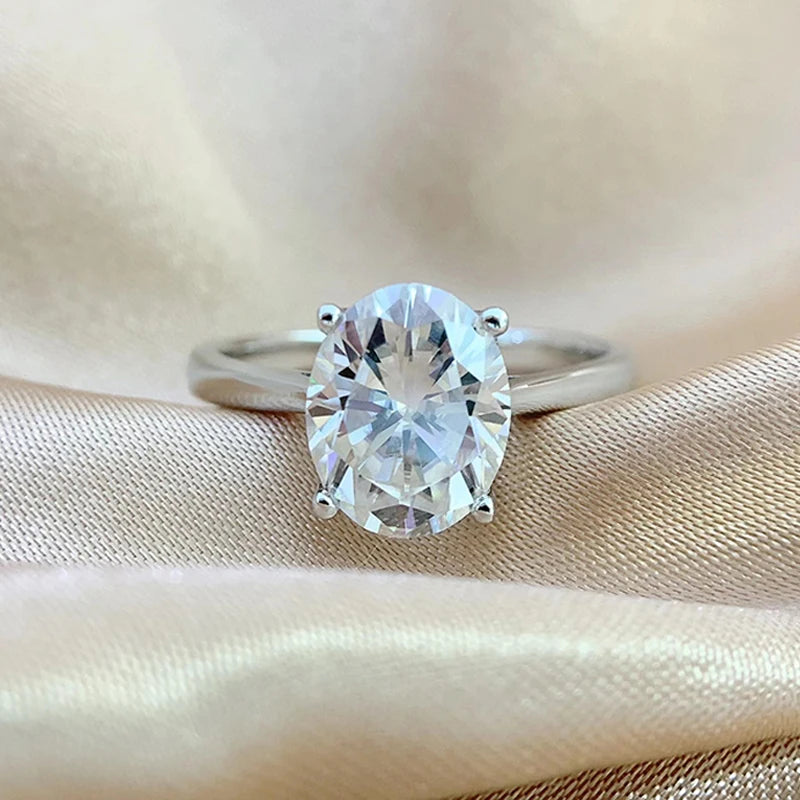 Smyoue 1-3CT Oval Cut Real Moissanite Rings for Women Doveggs Wedding Band 100% S925 Sterling Silver Jewelry Proposal Ring GRA