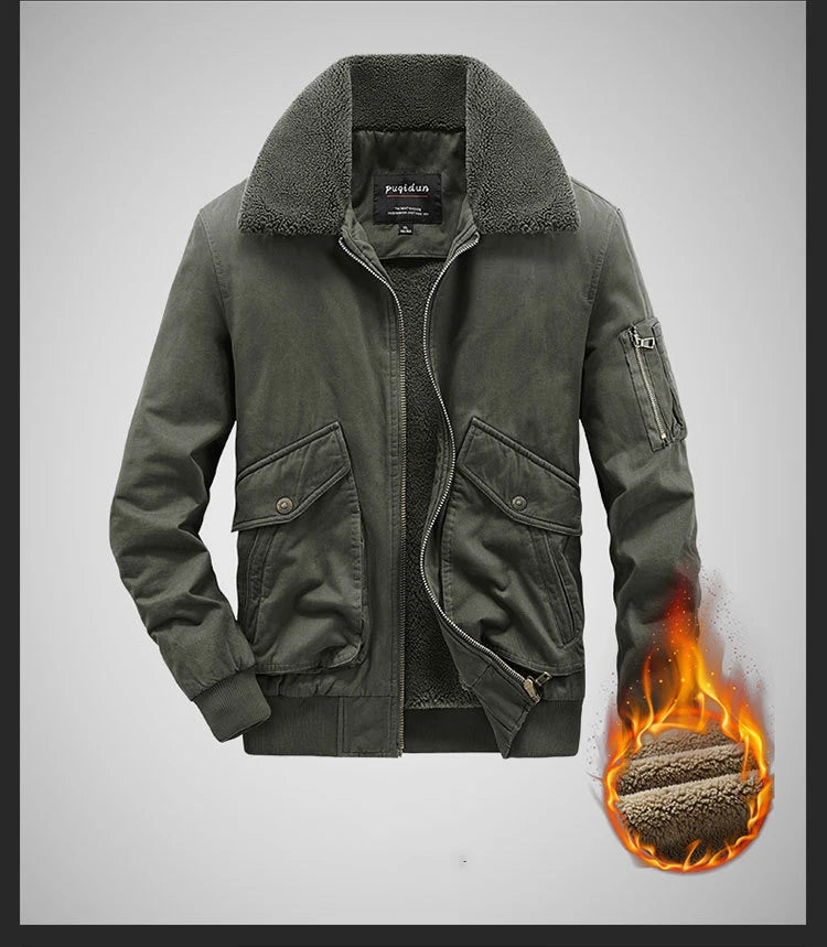 Autumn/winter Fleece-lined Thickened Woolen Jacket For Middle-aged Elderly Men Warm Excessively Large Leisure Winter Clothing