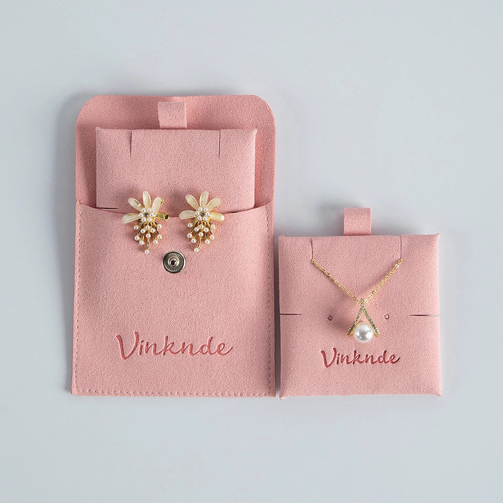 Custom Logo Microfibre Jewelry Bags With Insert Card Earrings Necklaces Parties Gift Wrap Wedding Favours Party Lipstick Sack