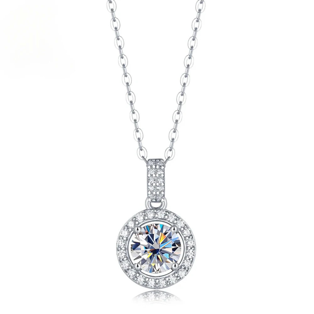 Serenity 1/2ct Green Moissanite Pendant Necklace Women Anniversary Gift S925 Sterling Silver Sparkling Neck Chain Fine Jewelry