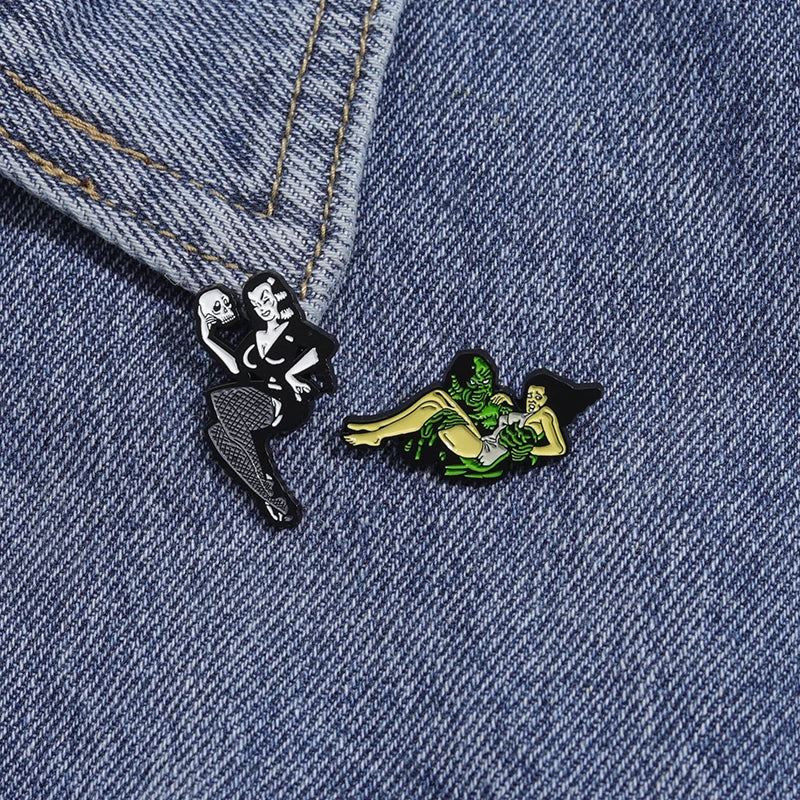 Punk Films Monsters Theme Enamel Pins Custom Horror Movies Girls Monster Badges Lapel Backpack Brooches Jewelry Accessories