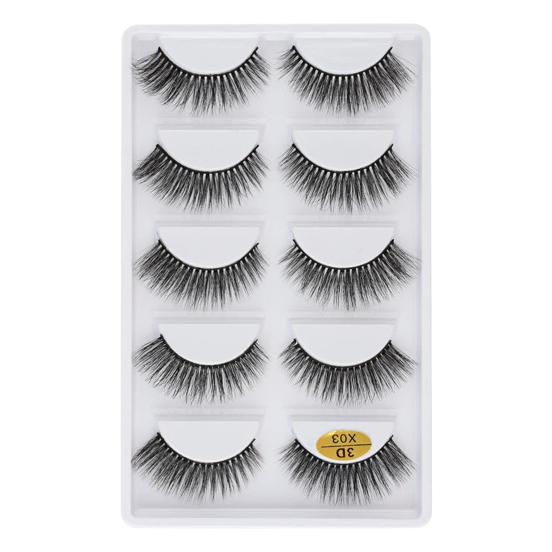 5 Pairs Natural Soft 3D Mink False Eyelashes Handmade Fake Eye Lashes Faux Cils Make Up Beauty Tools Eyelash Extension maquiagem