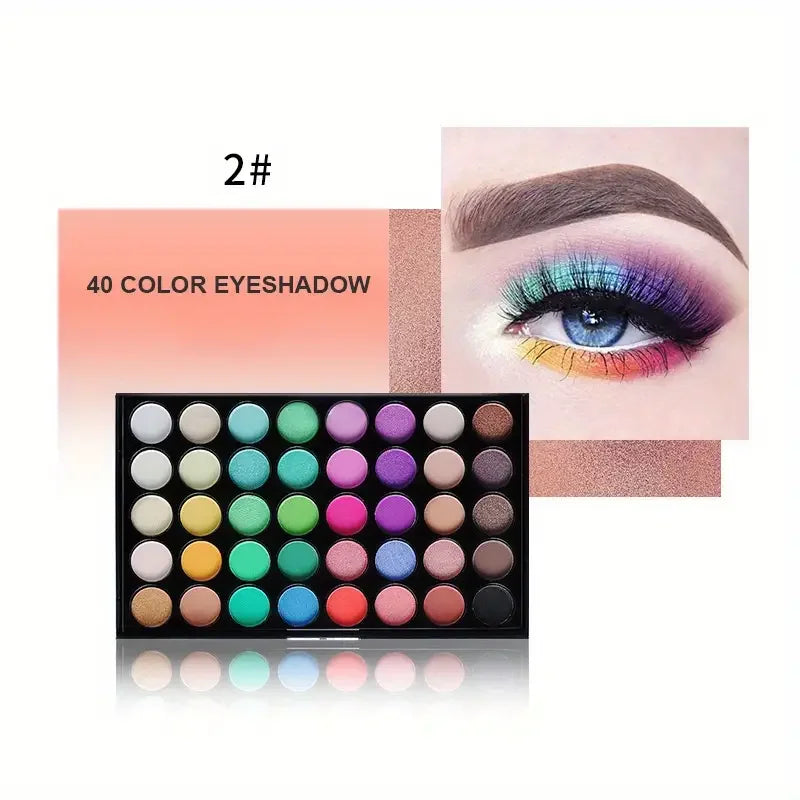 40 Color Eye shadow Palette Make-up for Women with Brushes Nude Eyeshadow Palette Glitter Matte Pigmented Powder Eye Cosmetics
