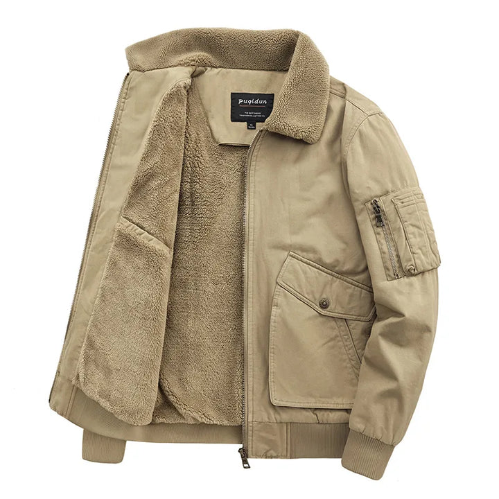 Autumn/winter Fleece-lined Thickened Woolen Jacket For Middle-aged Elderly Men Warm Excessively Large Leisure Winter Clothing