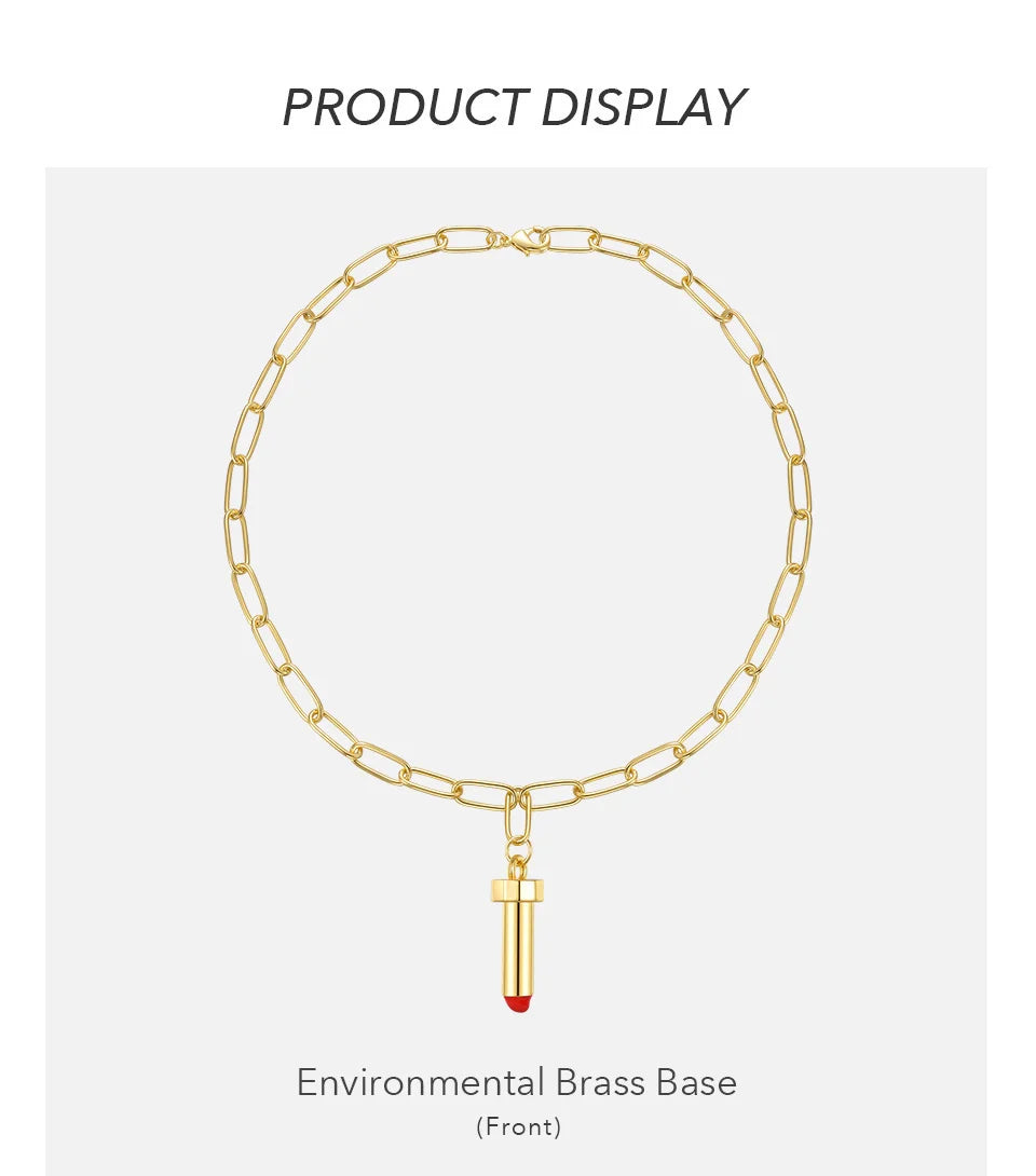 ENFASHION Cute Lipstick Choker Pendant Necklaces For Women Gold Color Necklace 2021 Fashion Jewelry Collar Friends Gift P213199