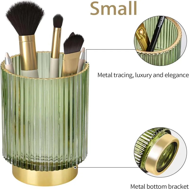 360° Rotating Luxury Makeup Brush Holder Nail Polish Eyebrow Pencil Lipstick Organizer Cosmetic Storage Box Jewelry Container