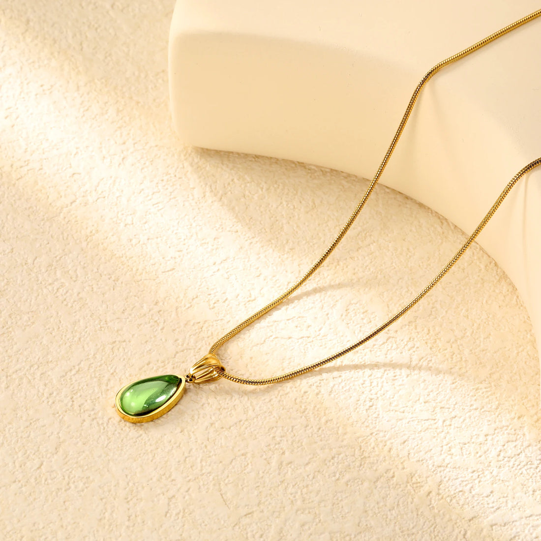 LUXUSTEEL Colorful Water Droplet Women Pendant Necklace Stainless Steel Round Cubic Zirconia Female Chain Necklace Jewelry Gift