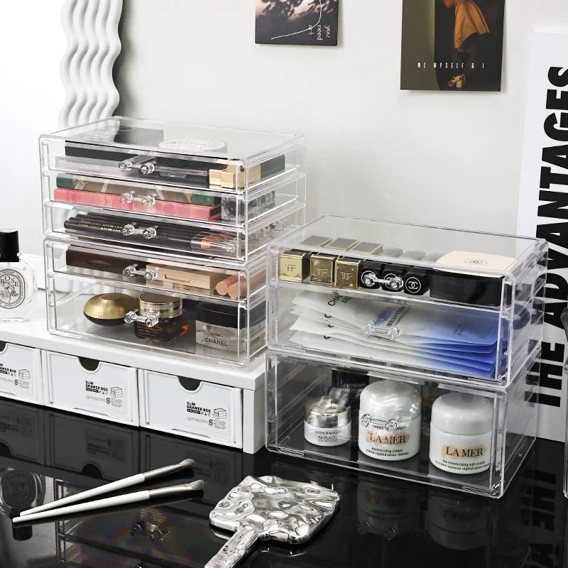 Desktop Drawer Makeup Storage Rack, Acrylic Cosmetics Storage Box, Lipstick Storage Box,  Transparent Jewelry Storage Box