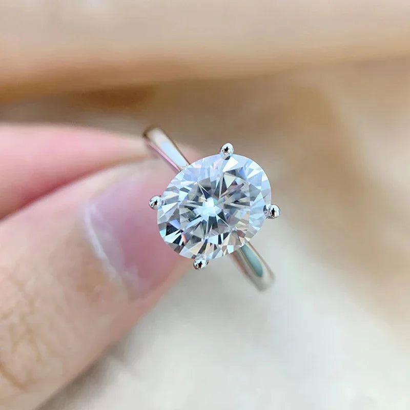 Smyoue 1-3CT Oval Cut Real Moissanite Rings for Women Doveggs Wedding Band 100% S925 Sterling Silver Jewelry Proposal Ring GRA