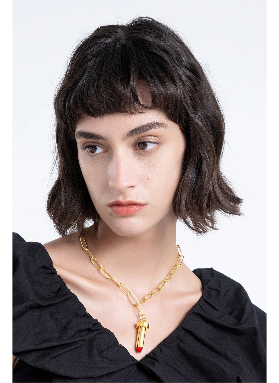 ENFASHION Cute Lipstick Choker Pendant Necklaces For Women Gold Color Necklace 2021 Fashion Jewelry Collar Friends Gift P213199