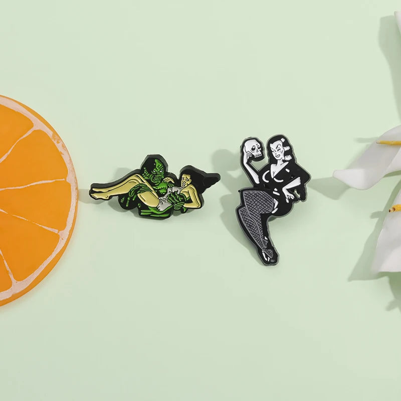 Punk Films Monsters Theme Enamel Pins Custom Horror Movies Girls Monster Badges Lapel Backpack Brooches Jewelry Accessories