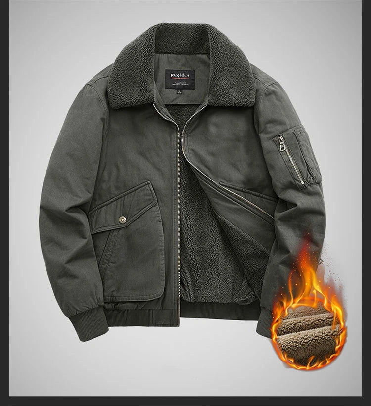 Autumn/winter Fleece-lined Thickened Woolen Jacket For Middle-aged Elderly Men Warm Excessively Large Leisure Winter Clothing