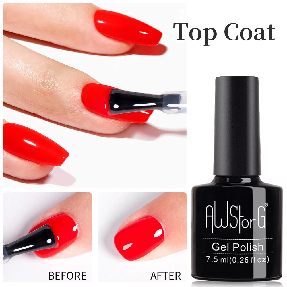 AWStorG 15ml One Step Gel Polish 9 In 1 Diamond Top Coat  Reinforce Long Lasting UV Soak Off Gel Varnish High Light Nail Art