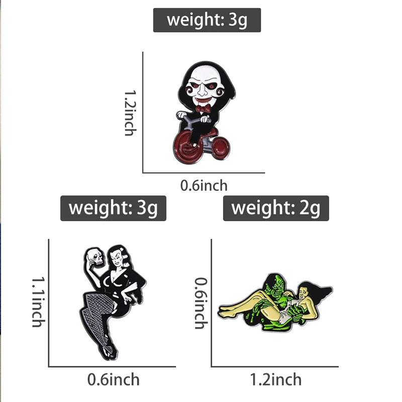 Punk Films Monsters Theme Enamel Pins Custom Horror Movies Girls Monster Badges Lapel Backpack Brooches Jewelry Accessories