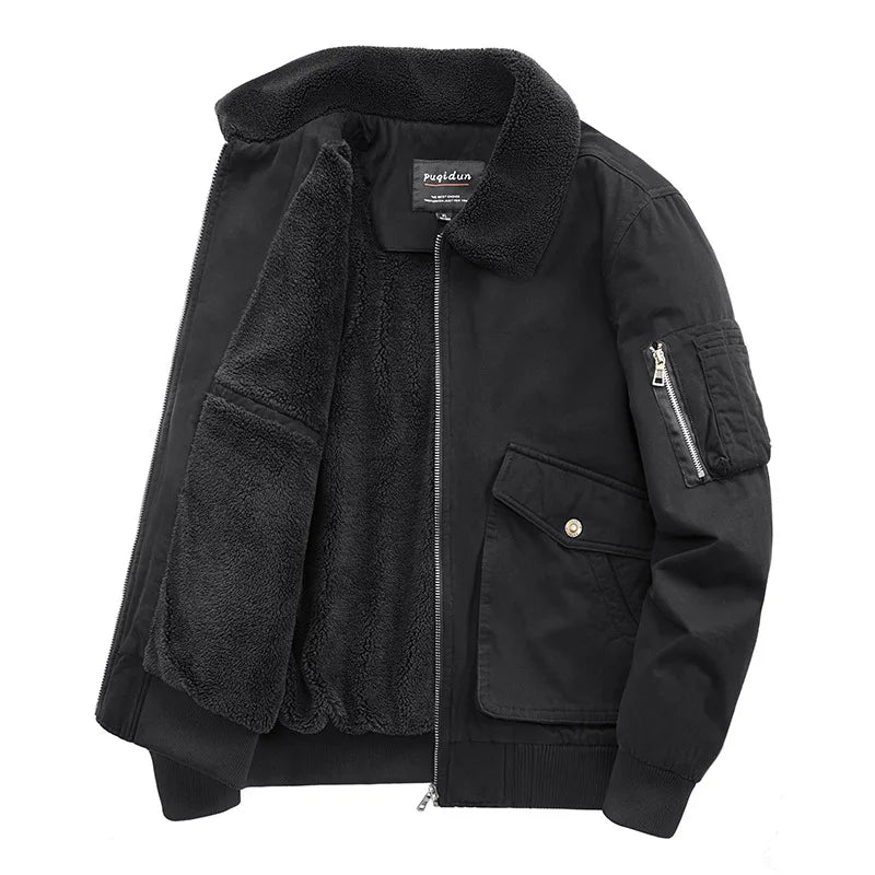 Autumn/winter Fleece-lined Thickened Woolen Jacket For Middle-aged Elderly Men Warm Excessively Large Leisure Winter Clothing