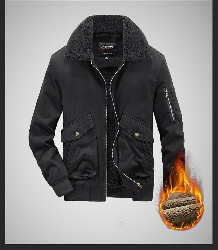 Autumn/winter Fleece-lined Thickened Woolen Jacket For Middle-aged Elderly Men Warm Excessively Large Leisure Winter Clothing