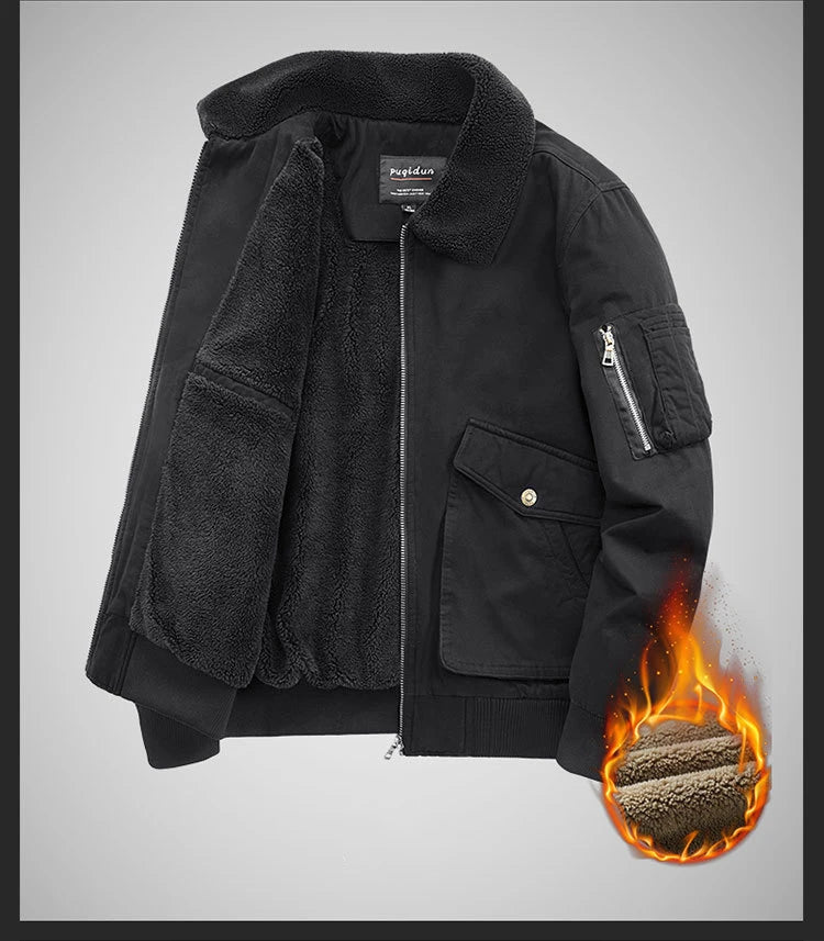 Autumn/winter Fleece-lined Thickened Woolen Jacket For Middle-aged Elderly Men Warm Excessively Large Leisure Winter Clothing