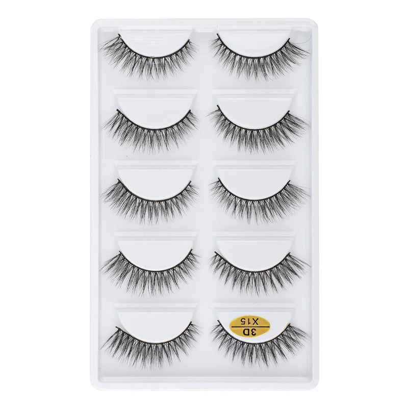 5 Pairs Natural Soft 3D Mink False Eyelashes Handmade Fake Eye Lashes Faux Cils Make Up Beauty Tools Eyelash Extension maquiagem
