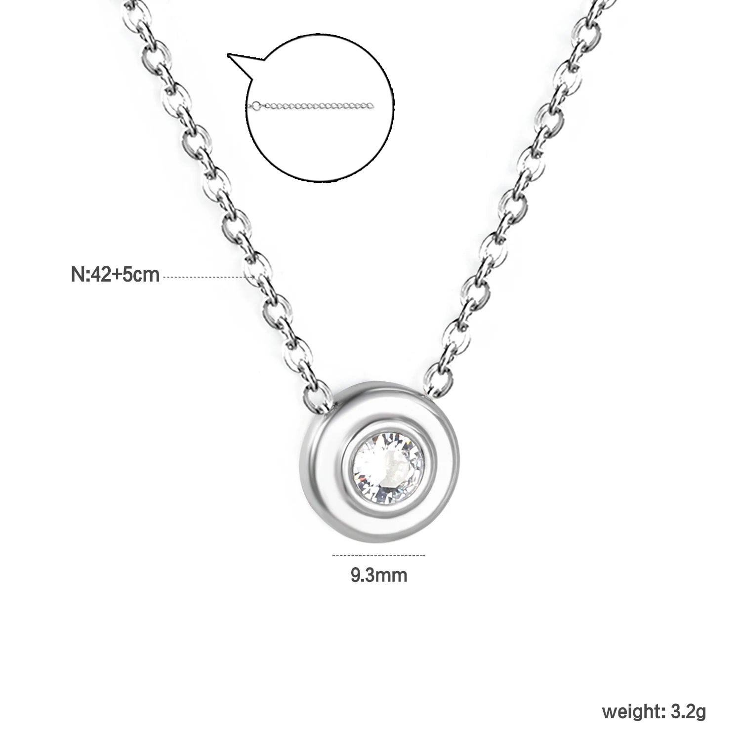 LUXUSTEEL Colorful Water Droplet Women Pendant Necklace Stainless Steel Round Cubic Zirconia Female Chain Necklace Jewelry Gift