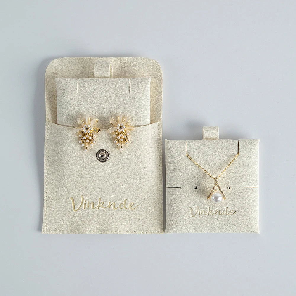 Custom Logo Microfibre Jewelry Bags With Insert Card Earrings Necklaces Parties Gift Wrap Wedding Favours Party Lipstick Sack