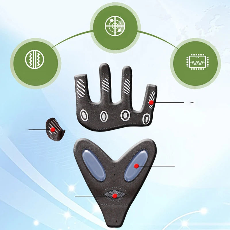 Yoga Fitness Gloves Women Men Cycling Silica Gel Anti-Slip Half Finger Sun Protection Sports Anti-Shock Ice Silk Cool Gloves