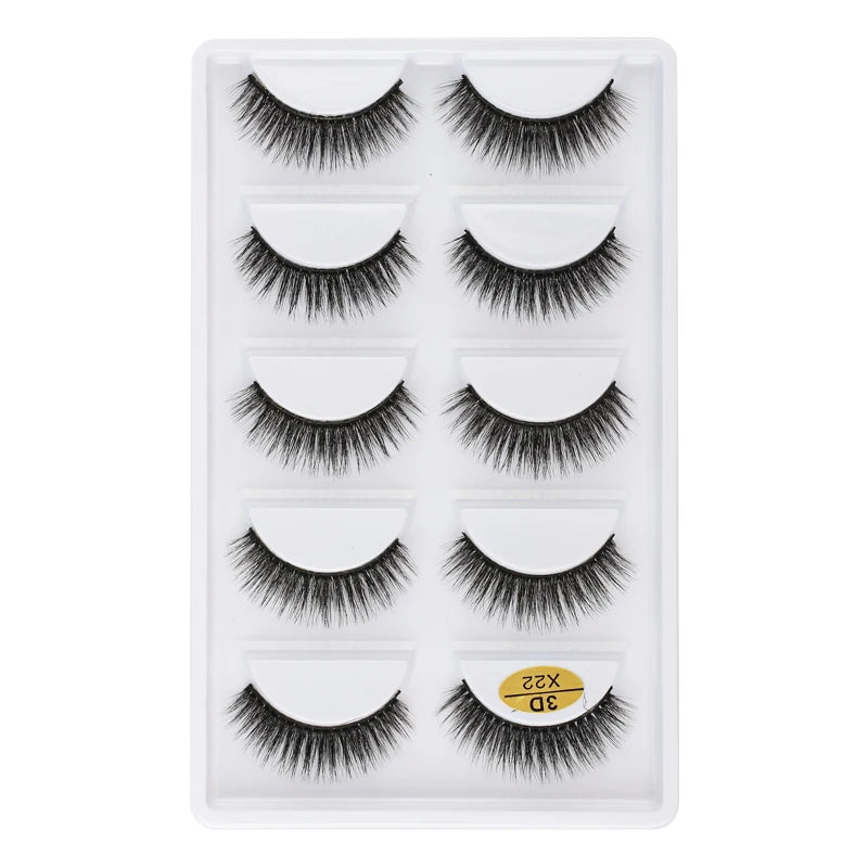 5 Pairs Natural Soft 3D Mink False Eyelashes Handmade Fake Eye Lashes Faux Cils Make Up Beauty Tools Eyelash Extension maquiagem
