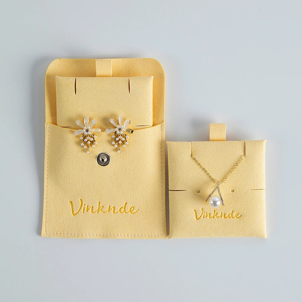 Custom Logo Microfibre Jewelry Bags With Insert Card Earrings Necklaces Parties Gift Wrap Wedding Favours Party Lipstick Sack