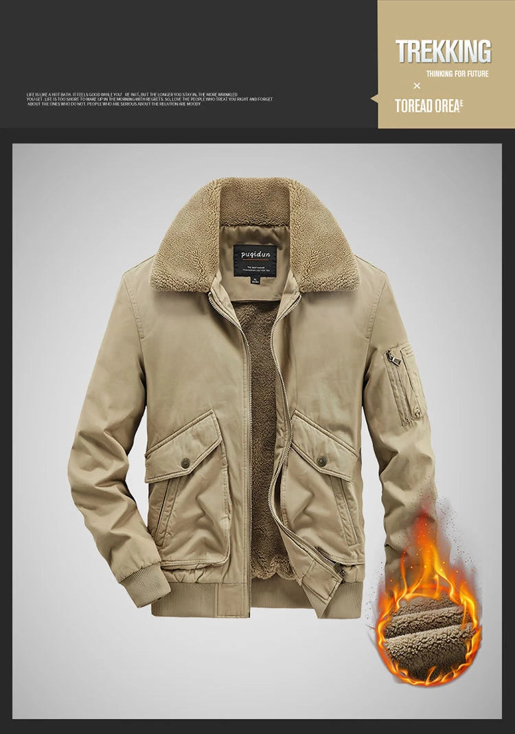 Autumn/winter Fleece-lined Thickened Woolen Jacket For Middle-aged Elderly Men Warm Excessively Large Leisure Winter Clothing