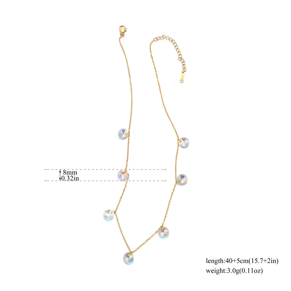 Lokaer Luxury Bling Colorful Cubic Zirconia Chain Necklace for Women CZ Waterproof Stainless Steel Exquisite Jewelry N25087