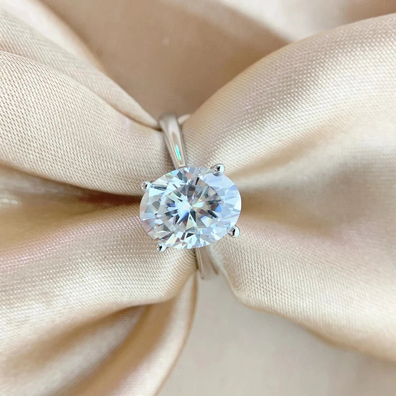 Smyoue 1-3CT Oval Cut Real Moissanite Rings for Women Doveggs Wedding Band 100% S925 Sterling Silver Jewelry Proposal Ring GRA