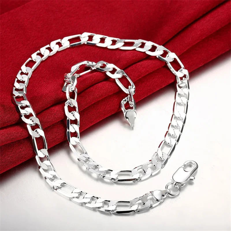 High Quality Men's 8mm 24'' 60cm Gold Necklace 24k Yellow Gold Color Figaro Chain Necklace For Male Luxury Jewelry