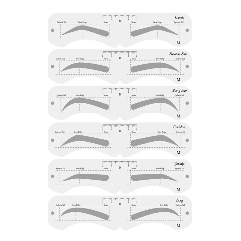 6 Style Fixable Eyebrow Stencil Grooming Shaper Template Reusable Stickers Make Up Tools For Eye Brow Stamp Cosmetic