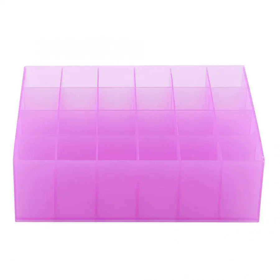24 Grids Acrylic Makeup Organizer Storage Box Cosmetic Box Lipstick Jewelry Box Case Display Stand Organizer Tools White Purple