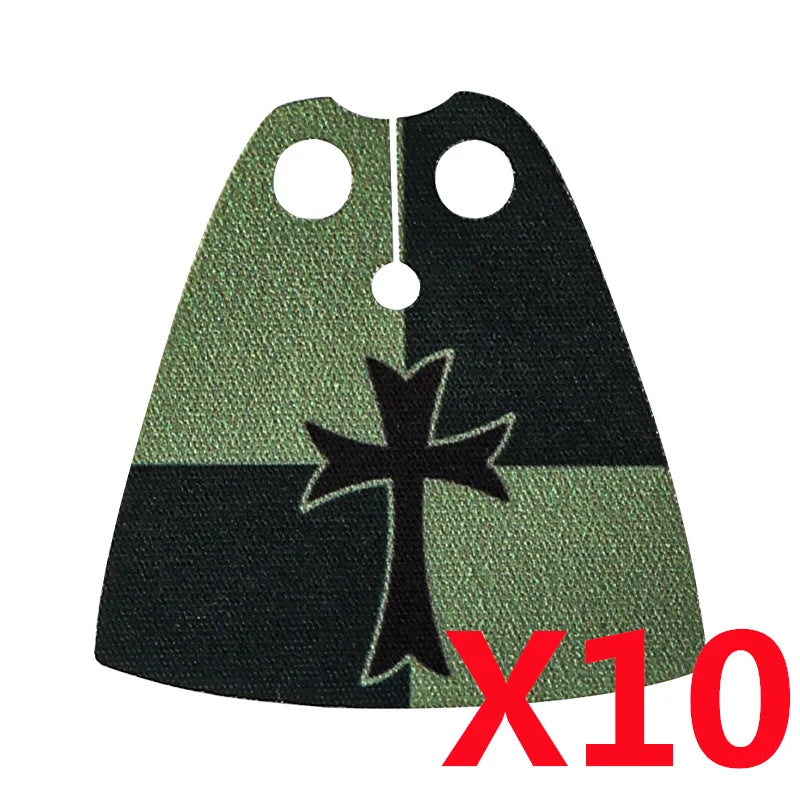 Medieval Military MOC Castle Knight Accessory Building Blocks Warhorse Cape Plush Coat Vest Shield Flag Kit Mini Toy Bricks Gift