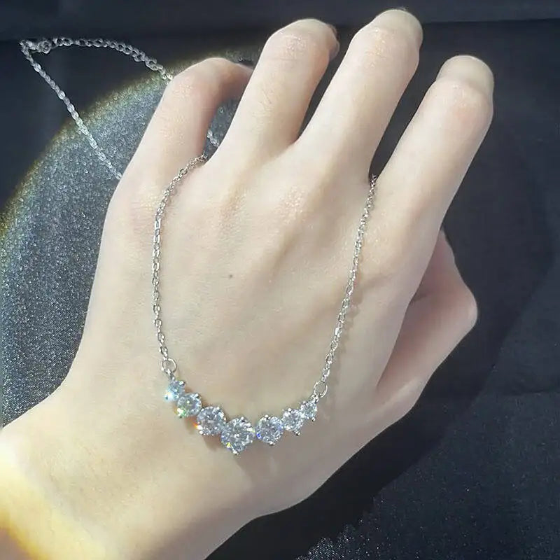TY 925S Silver Pendant Necklace 1.7/2.8/5ct D Color Moissanite Smile Necklace Fine Jewelry With Certificate Women For Wedding