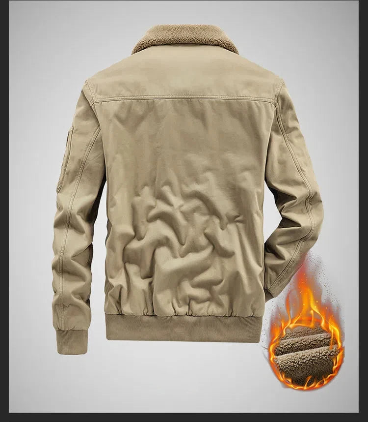 Autumn/winter Fleece-lined Thickened Woolen Jacket For Middle-aged Elderly Men Warm Excessively Large Leisure Winter Clothing