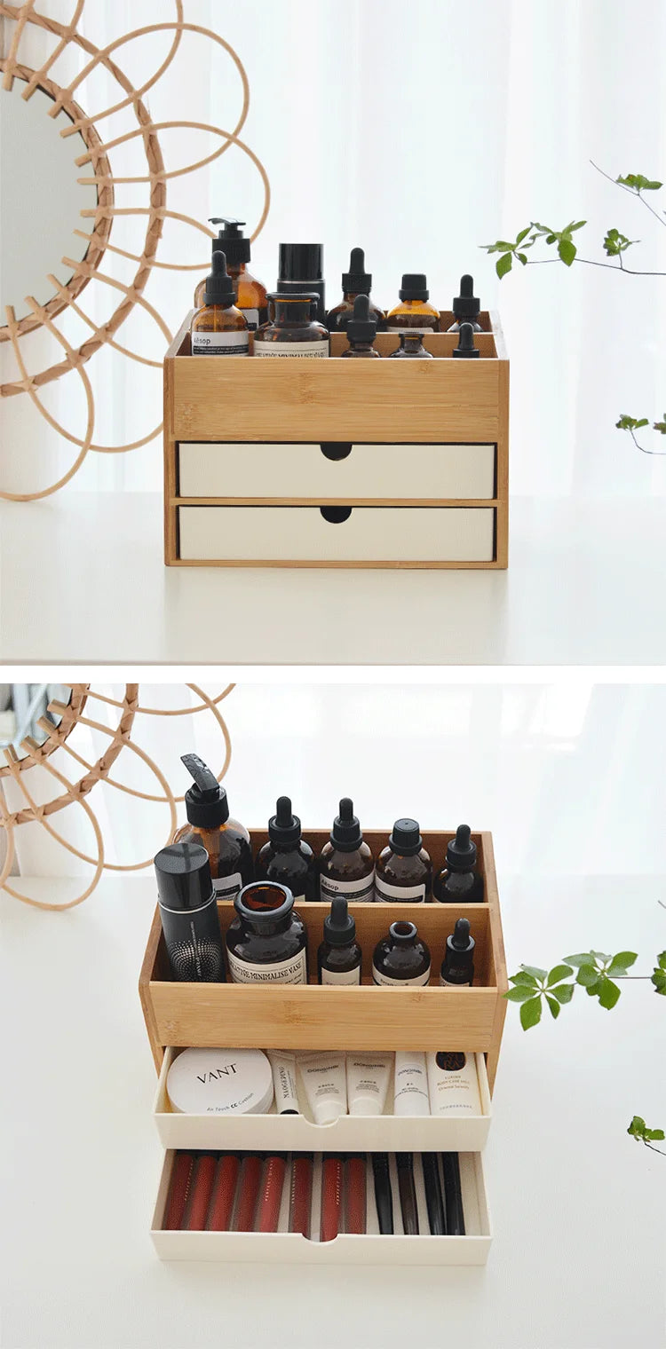 【Zhubai Home】Japanese Desktop Cosmetics Lipstick Jewelry Storage Box Drawer Dressing Table Skin Care Finishing