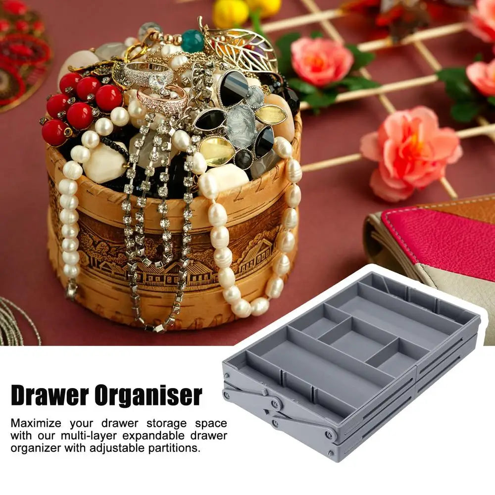 2/3 Tier Adjustable Drawer Organizer Box Trays Make Up Cosmetics Sundries Divider Holder Kitchen Bathroom Closet Jewellery Box
