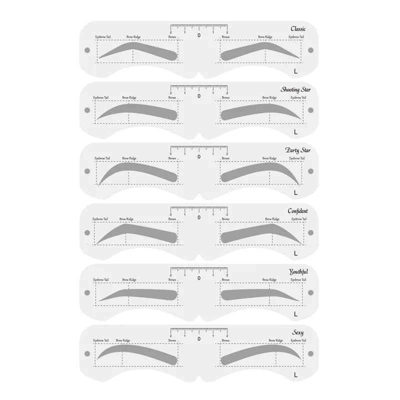 6 Style Fixable Eyebrow Stencil Grooming Shaper Template Reusable Stickers Make Up Tools For Eye Brow Stamp Cosmetic