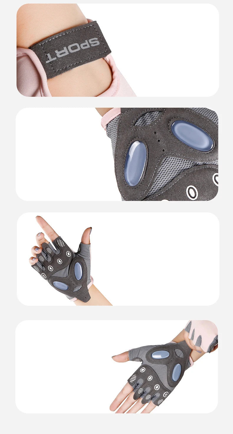 Yoga Fitness Gloves Women Men Cycling Silica Gel Anti-Slip Half Finger Sun Protection Sports Anti-Shock Ice Silk Cool Gloves