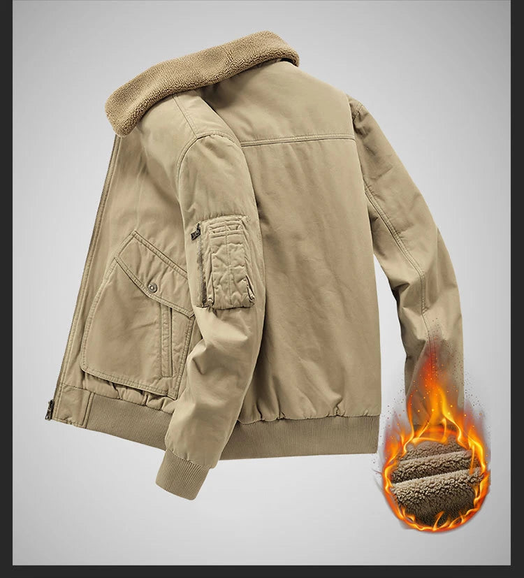 Autumn/winter Fleece-lined Thickened Woolen Jacket For Middle-aged Elderly Men Warm Excessively Large Leisure Winter Clothing