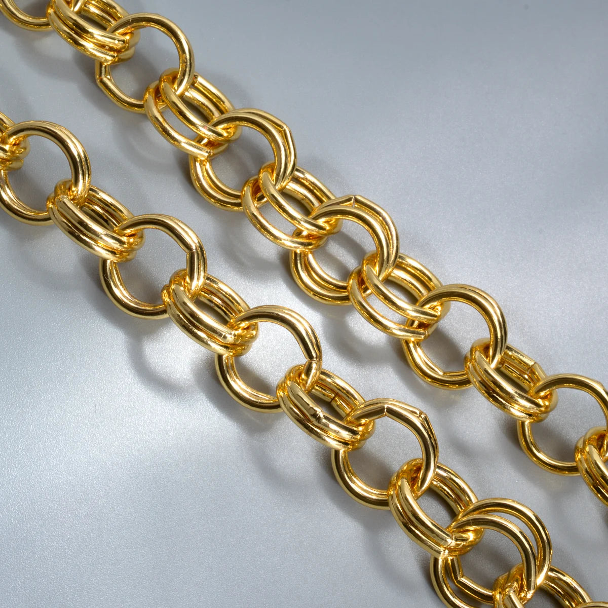 2pcs Gold Plated Necklace Bracelet For Man Women Link Chain Necklace Bracelet O Chain Jewelry Set Punk Hiphop Party Wedding Gift