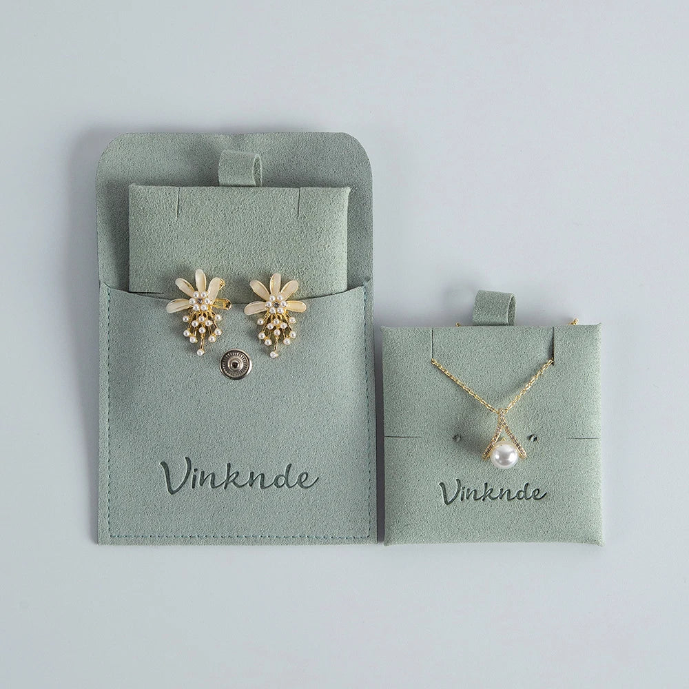 Custom Logo Microfibre Jewelry Bags With Insert Card Earrings Necklaces Parties Gift Wrap Wedding Favours Party Lipstick Sack