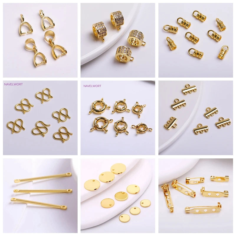 4MM 18K Gold Plated Flower Cup Pearl Pendant Mounting Connectors With Cap And Peg For DIY Jewelry Making Accessories Wholesale