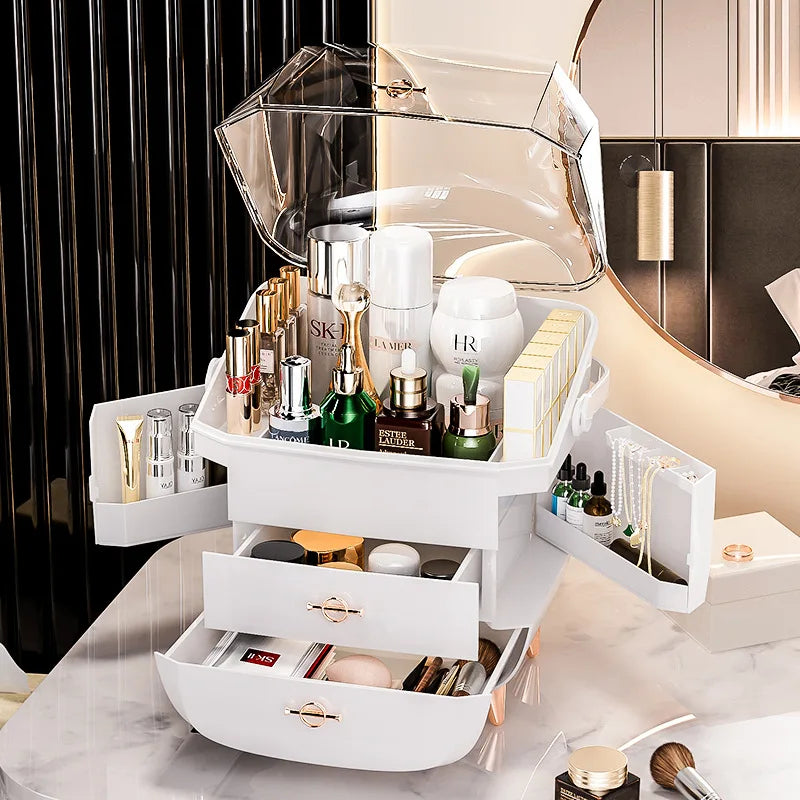 Luxury desktop cosmetics storage box Skin care lipstick perfume jewelry shelf Dust proof transparent cosmetic box